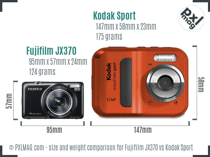 Fujifilm JX370 vs Kodak Sport size comparison