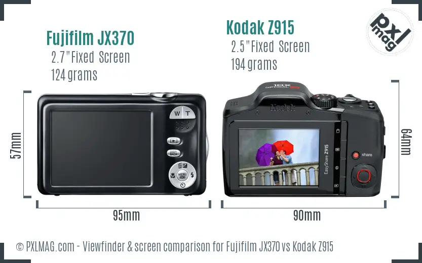 Fujifilm JX370 vs Kodak Z915 Screen and Viewfinder comparison