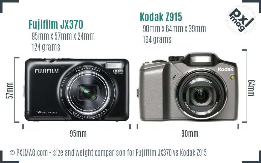 Fujifilm JX370 vs Kodak Z915 size comparison