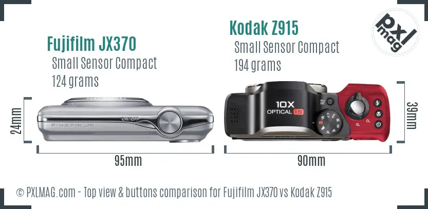 Fujifilm JX370 vs Kodak Z915 top view buttons comparison