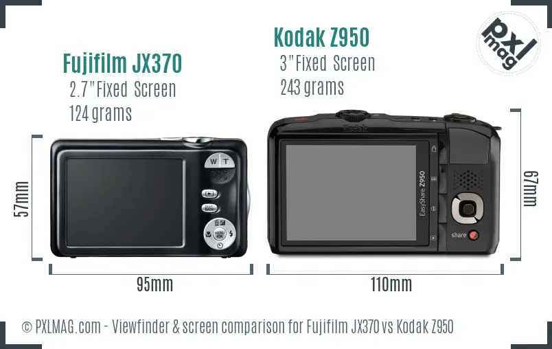 Fujifilm JX370 vs Kodak Z950 Screen and Viewfinder comparison