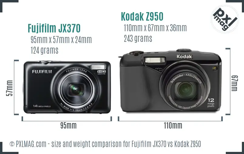 Fujifilm JX370 vs Kodak Z950 size comparison