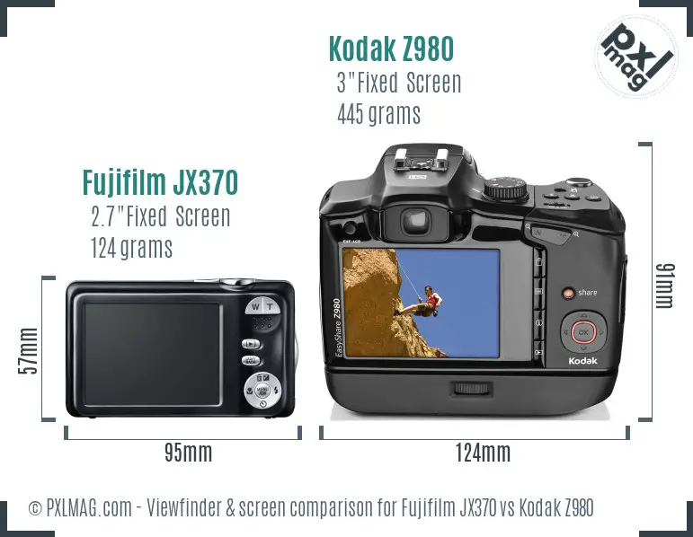Fujifilm JX370 vs Kodak Z980 Screen and Viewfinder comparison