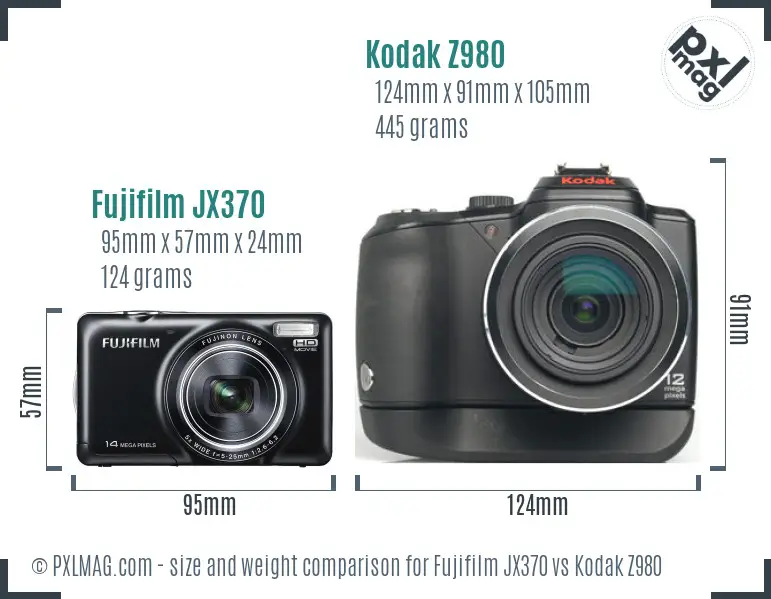 Fujifilm JX370 vs Kodak Z980 size comparison