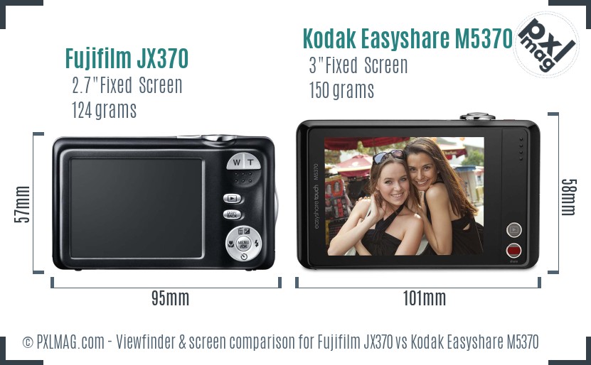 Fujifilm JX370 vs Kodak Easyshare M5370 Screen and Viewfinder comparison