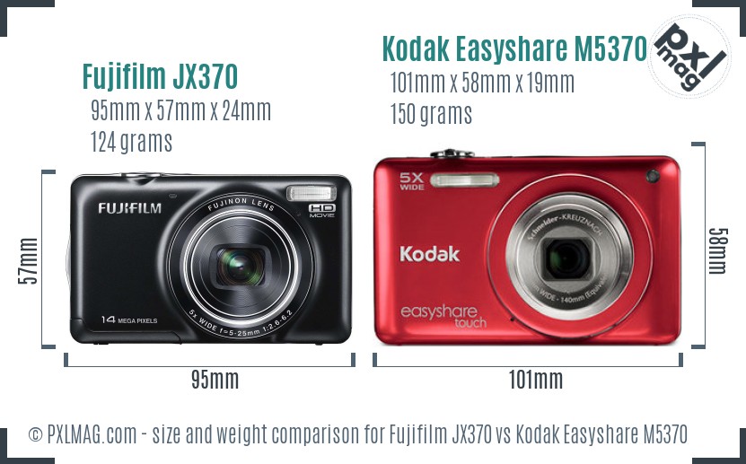 Fujifilm JX370 vs Kodak Easyshare M5370 size comparison