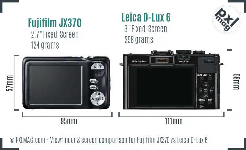 Fujifilm JX370 vs Leica D-Lux 6 Screen and Viewfinder comparison