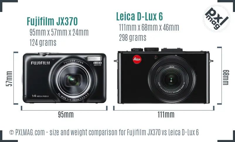 Fujifilm JX370 vs Leica D-Lux 6 size comparison