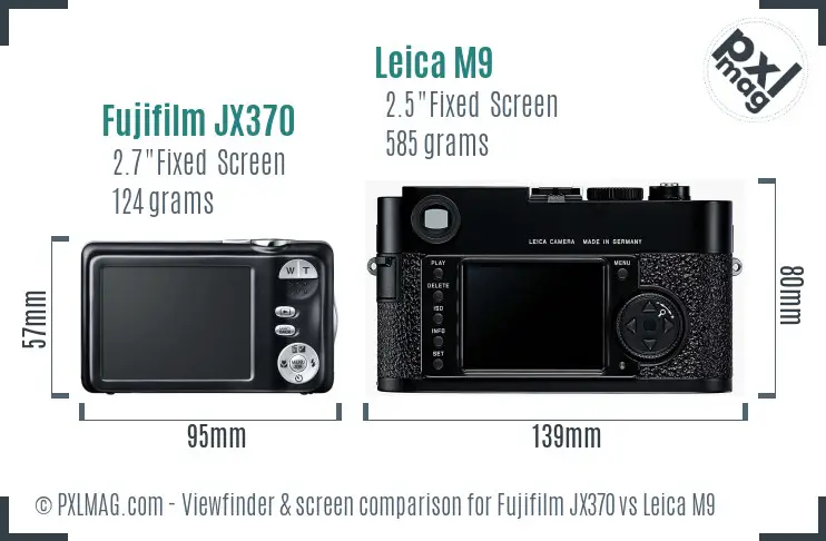 Fujifilm JX370 vs Leica M9 Screen and Viewfinder comparison