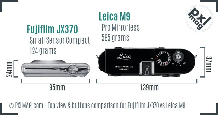 Fujifilm JX370 vs Leica M9 top view buttons comparison
