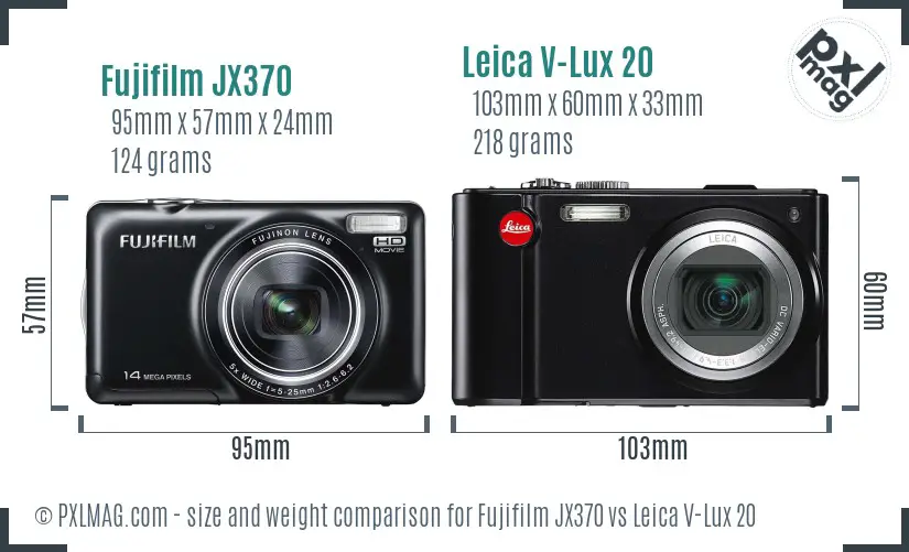 Fujifilm JX370 vs Leica V-Lux 20 size comparison Fujifilm JX370 vs Leica V-Lux 20 size comparison