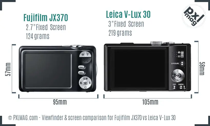 Fujifilm JX370 vs Leica V-Lux 30 Screen and Viewfinder comparison