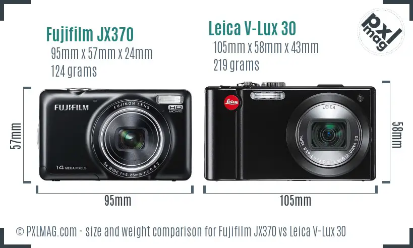 Fujifilm JX370 vs Leica V-Lux 30 size comparison