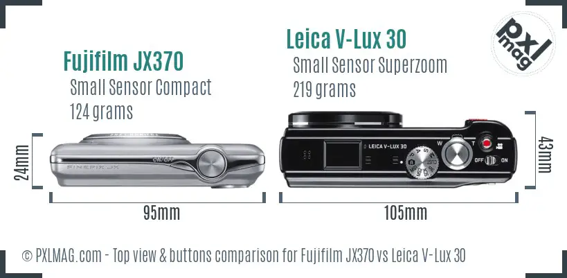Fujifilm JX370 vs Leica V-Lux 30 top view buttons comparison