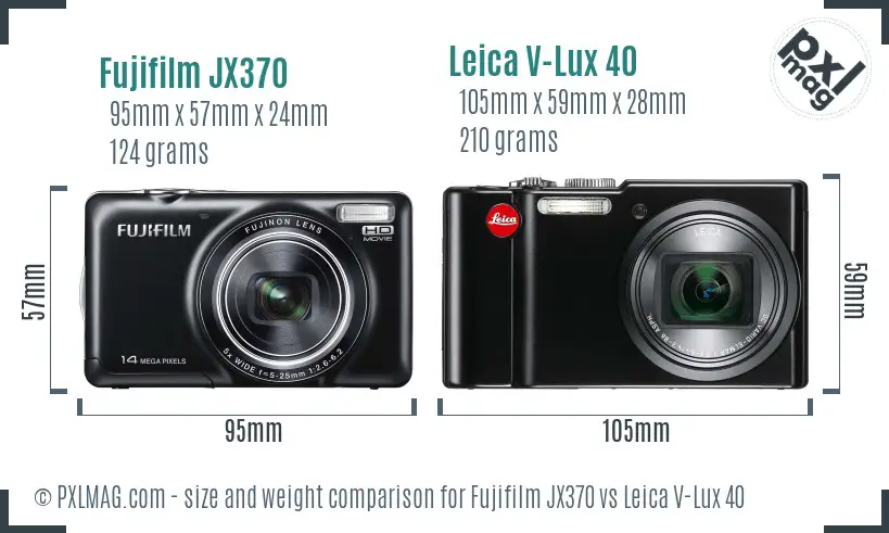 Fujifilm JX370 vs Leica V-Lux 40 size comparison
