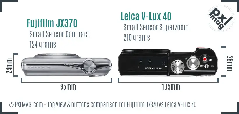Fujifilm JX370 vs Leica V-Lux 40 top view buttons comparison