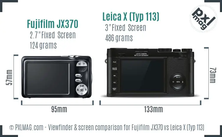 Fujifilm JX370 vs Leica X (Typ 113) Screen and Viewfinder comparison