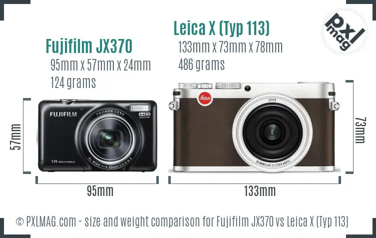 Fujifilm JX370 vs Leica X (Typ 113) size comparison