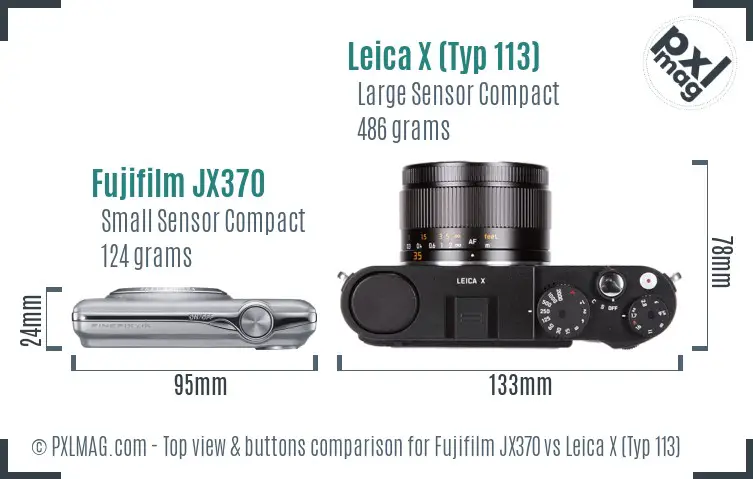 Fujifilm JX370 vs Leica X (Typ 113) top view buttons comparison