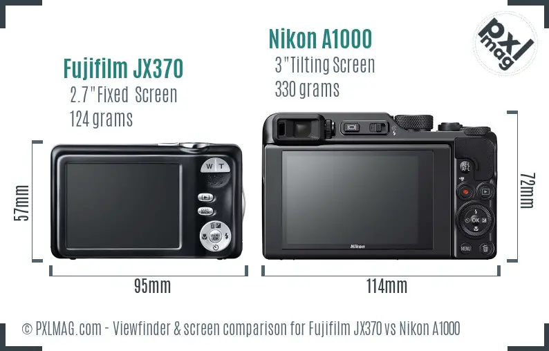 Fujifilm JX370 vs Nikon A1000 Screen and Viewfinder comparison