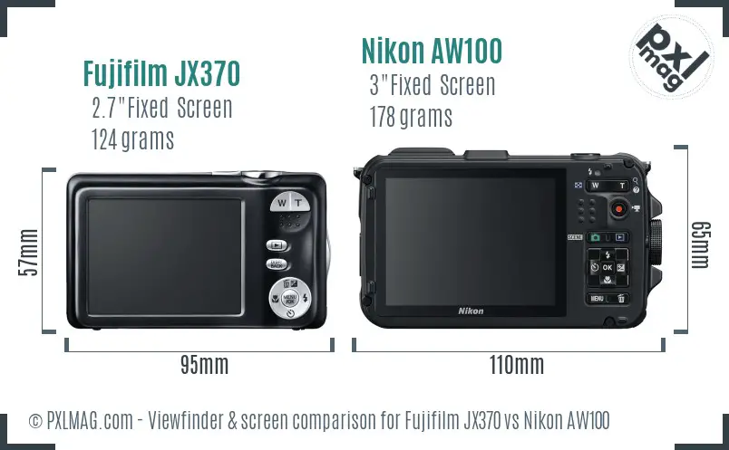 Fujifilm JX370 vs Nikon AW100 Screen and Viewfinder comparison