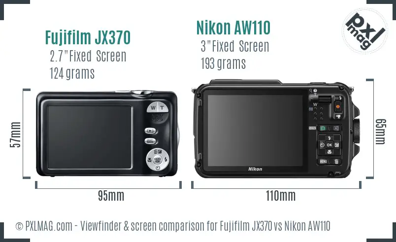 Fujifilm JX370 vs Nikon AW110 Screen and Viewfinder comparison