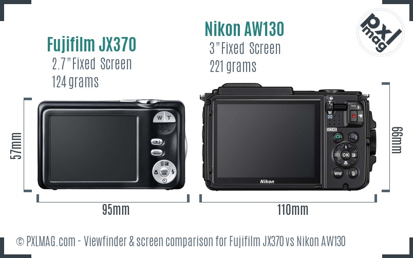 Fujifilm JX370 vs Nikon AW130 Screen and Viewfinder comparison