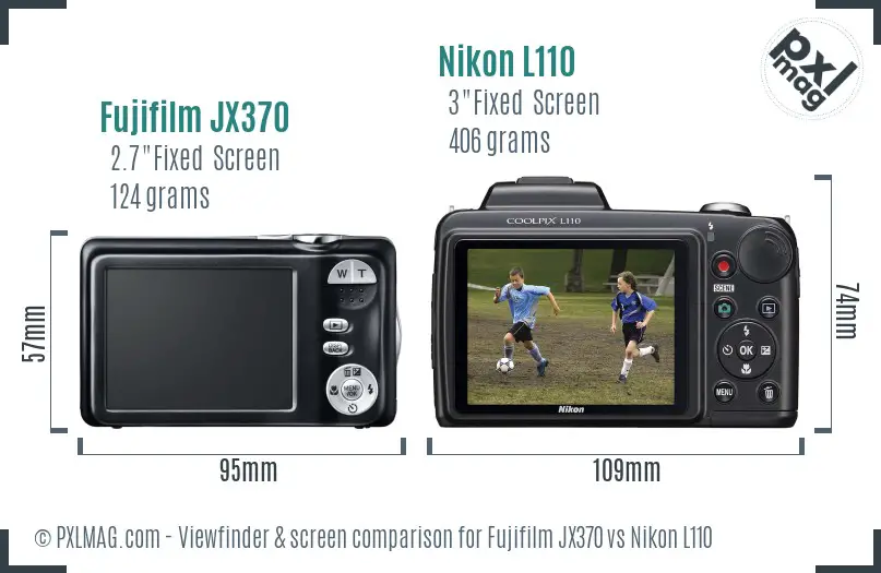 Fujifilm JX370 vs Nikon L110 Screen and Viewfinder comparison