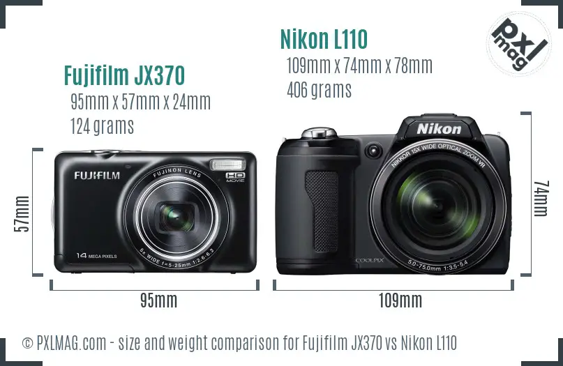 Fujifilm JX370 vs Nikon L110 size comparison