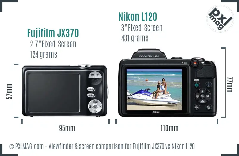 Fujifilm JX370 vs Nikon L120 Screen and Viewfinder comparison Fujifilm JX370 vs Nikon L120 Screen and Viewfinder comparison