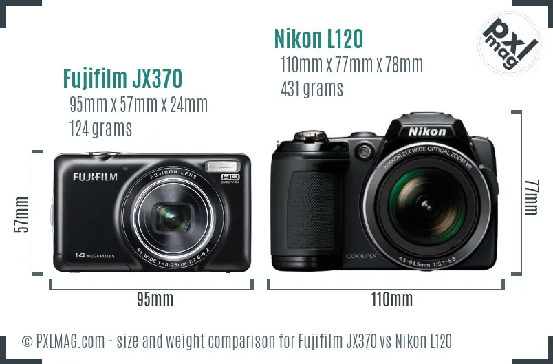 Fujifilm JX370 vs Nikon L120 size comparison Fujifilm JX370 vs Nikon L120 size comparison