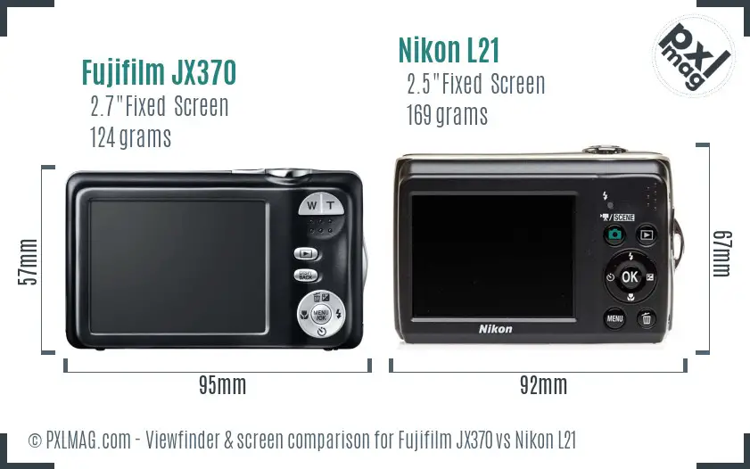 Fujifilm JX370 vs Nikon L21 Screen and Viewfinder comparison Fujifilm JX370 vs Nikon L21 Screen and Viewfinder comparison
