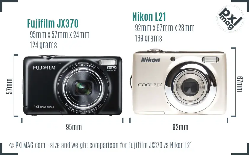 Fujifilm JX370 vs Nikon L21 size comparison Fujifilm JX370 vs Nikon L21 size comparison