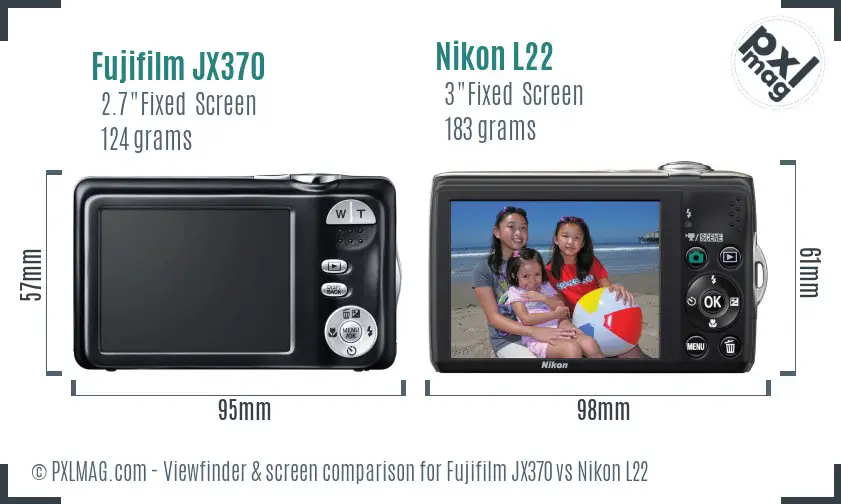 Fujifilm JX370 vs Nikon L22 Screen and Viewfinder comparison
