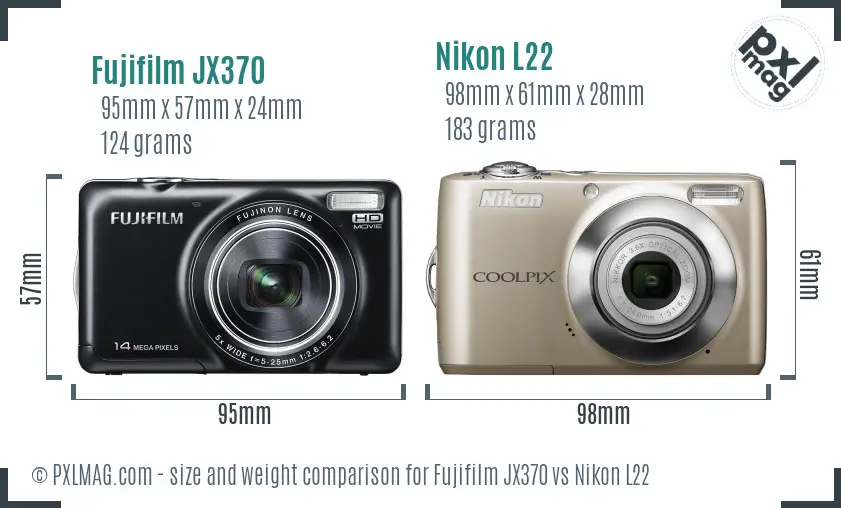 Fujifilm JX370 vs Nikon L22 size comparison
