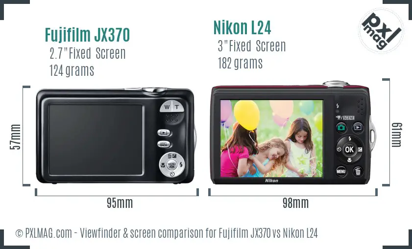 Fujifilm JX370 vs Nikon L24 Screen and Viewfinder comparison