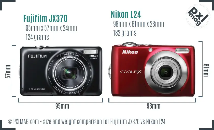 Fujifilm JX370 vs Nikon L24 size comparison