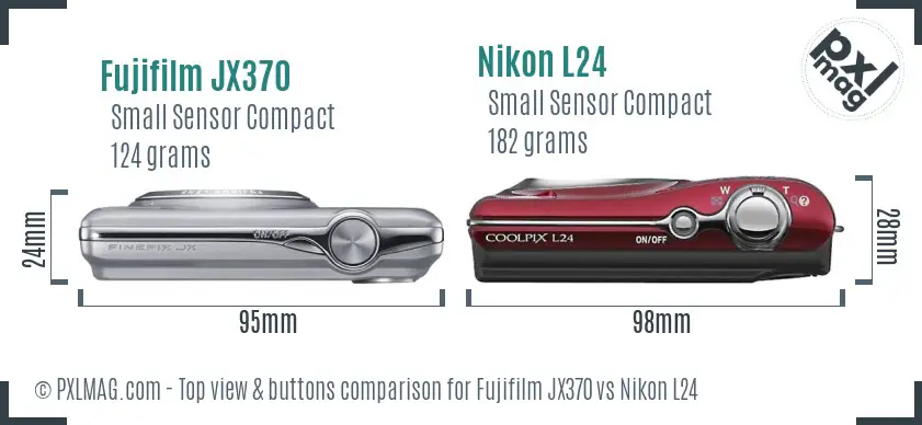 Fujifilm JX370 vs Nikon L24 top view buttons comparison