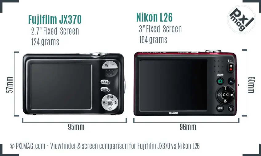 Fujifilm JX370 vs Nikon L26 Screen and Viewfinder comparison