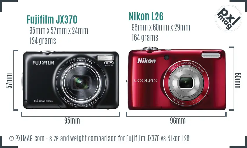 Fujifilm JX370 vs Nikon L26 size comparison