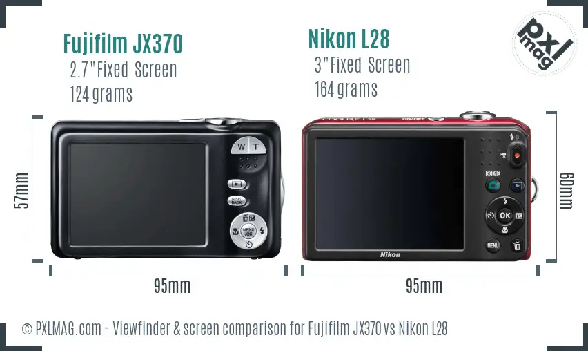Fujifilm JX370 vs Nikon L28 Screen and Viewfinder comparison