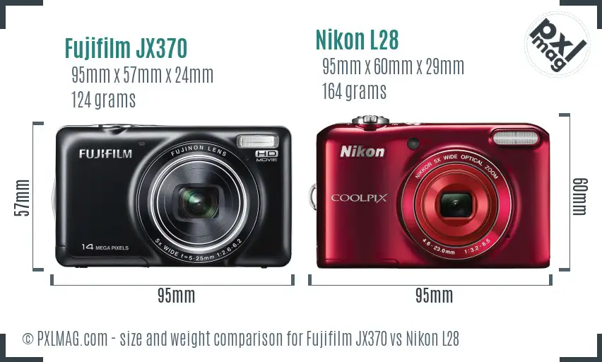 Fujifilm JX370 vs Nikon L28 size comparison
