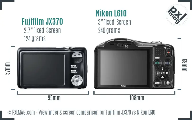 Fujifilm JX370 vs Nikon L610 Screen and Viewfinder comparison