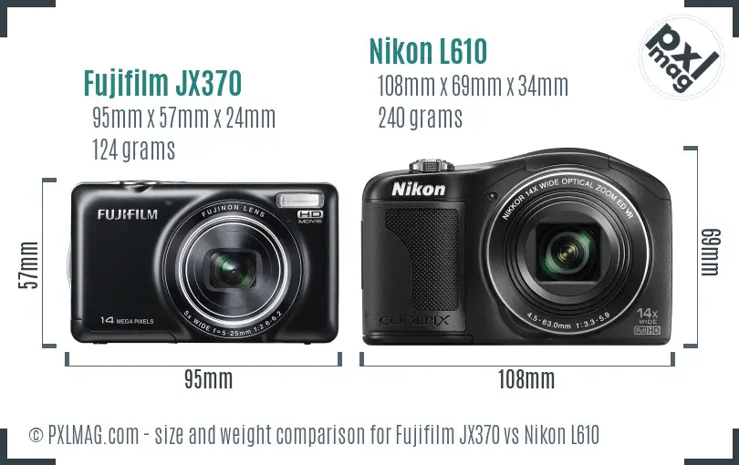 Fujifilm JX370 vs Nikon L610 size comparison