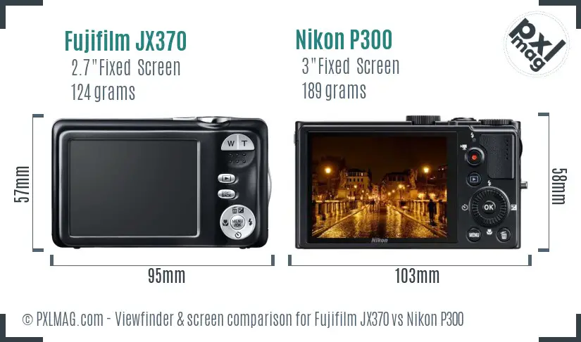 Fujifilm JX370 vs Nikon P300 Screen and Viewfinder comparison