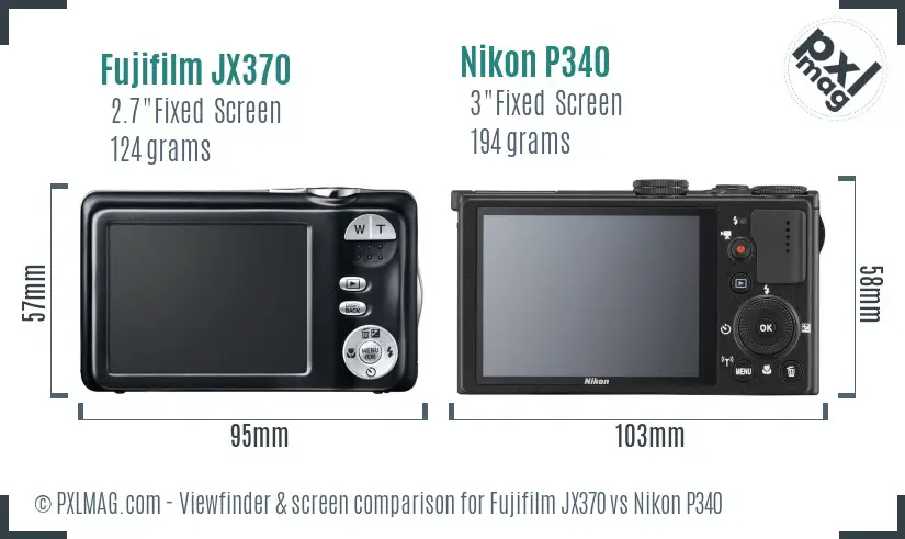 Fujifilm JX370 vs Nikon P340 Screen and Viewfinder comparison Fujifilm JX370 vs Nikon P340 Screen and Viewfinder comparison
