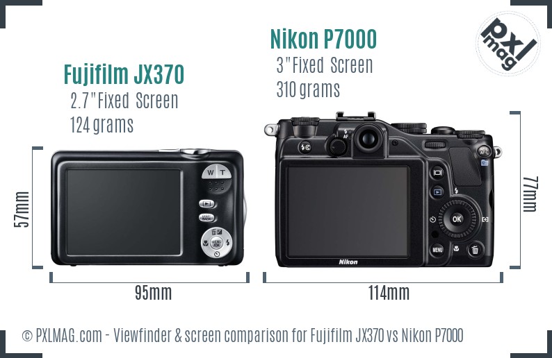 Fujifilm JX370 vs Nikon P7000 Screen and Viewfinder comparison