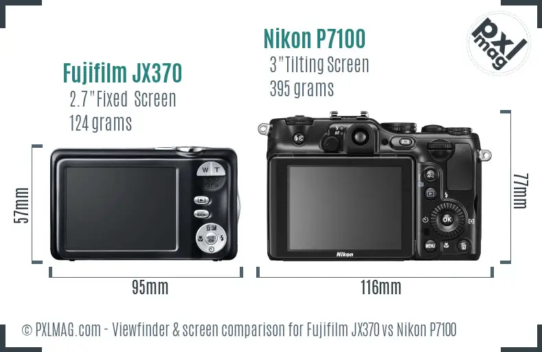 Fujifilm JX370 vs Nikon P7100 Screen and Viewfinder comparison
