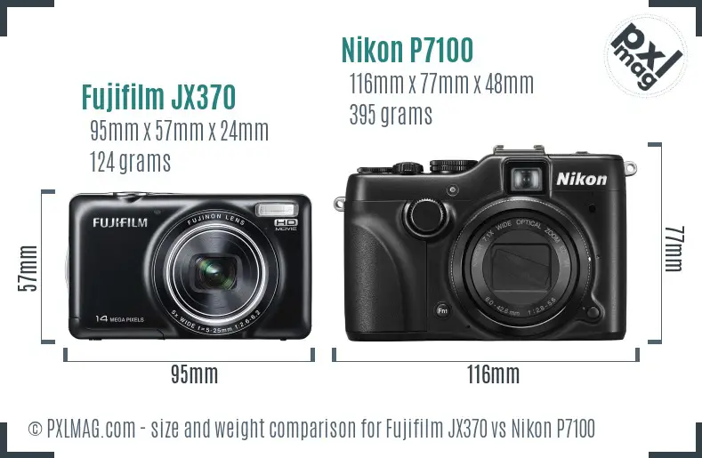 Fujifilm JX370 vs Nikon P7100 size comparison