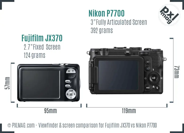Fujifilm JX370 vs Nikon P7700 Screen and Viewfinder comparison